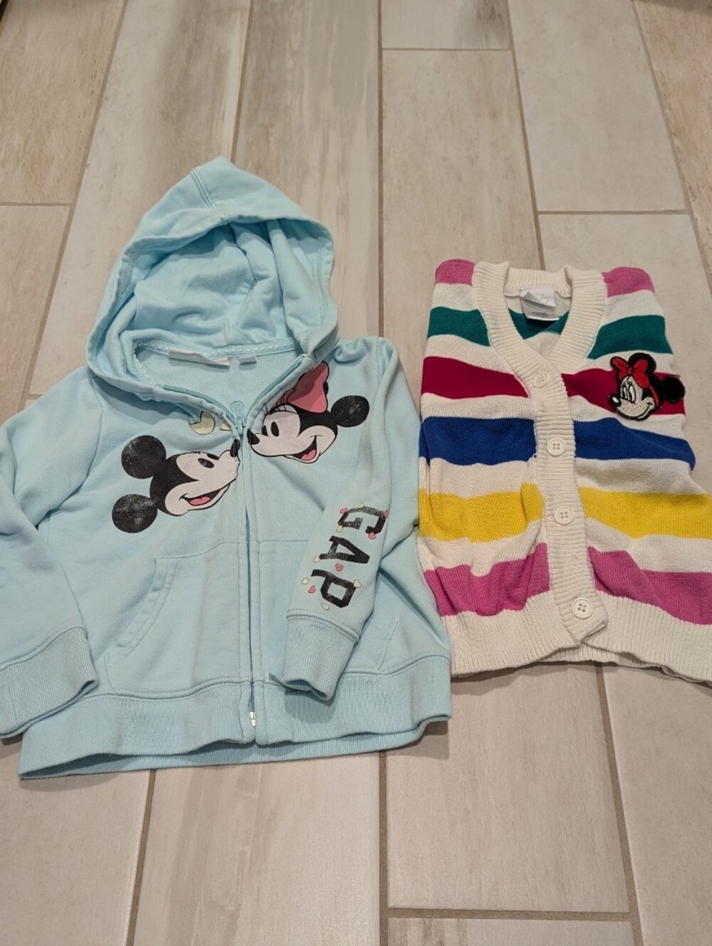 GAP Disney Minnie Mickey Zip Hoodie Sweater Striped Minnie Cardigan Cotton 4 4T
